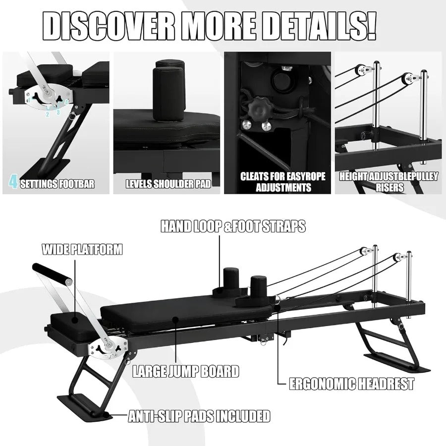 78" Foldable Pilates Reformer Machine