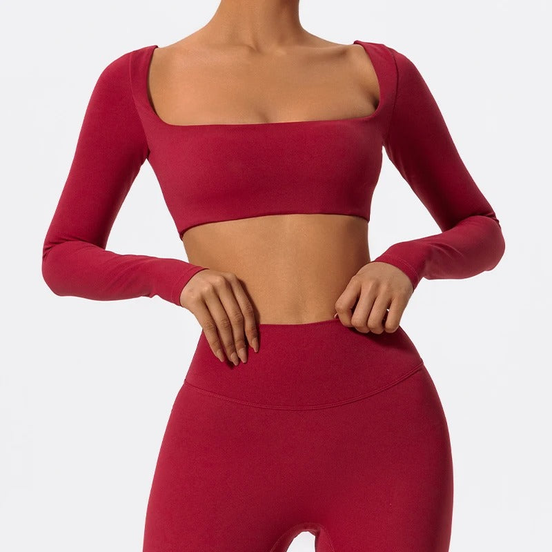 Women’s Quick-Dry Square Neck Pilates Crop Top