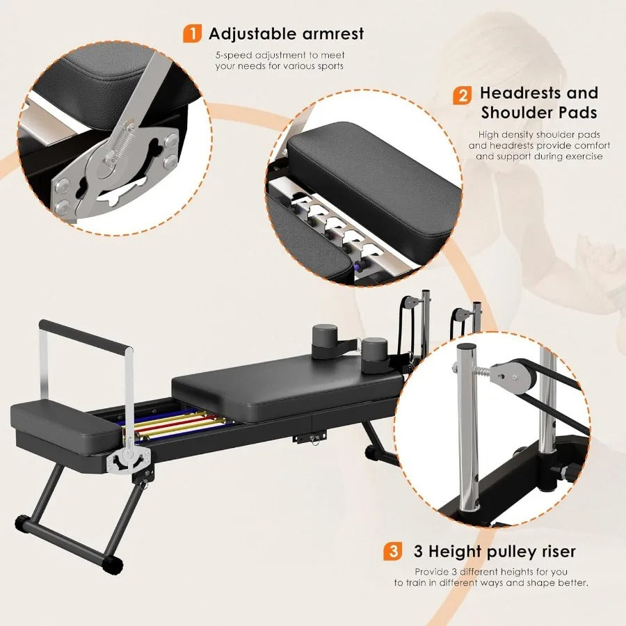 91.5" Foldable Pilates Reformer with Jumpboard