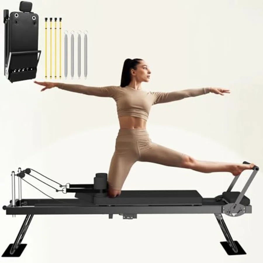 Black Studio Foldable Reformer – Adjustable Resistance