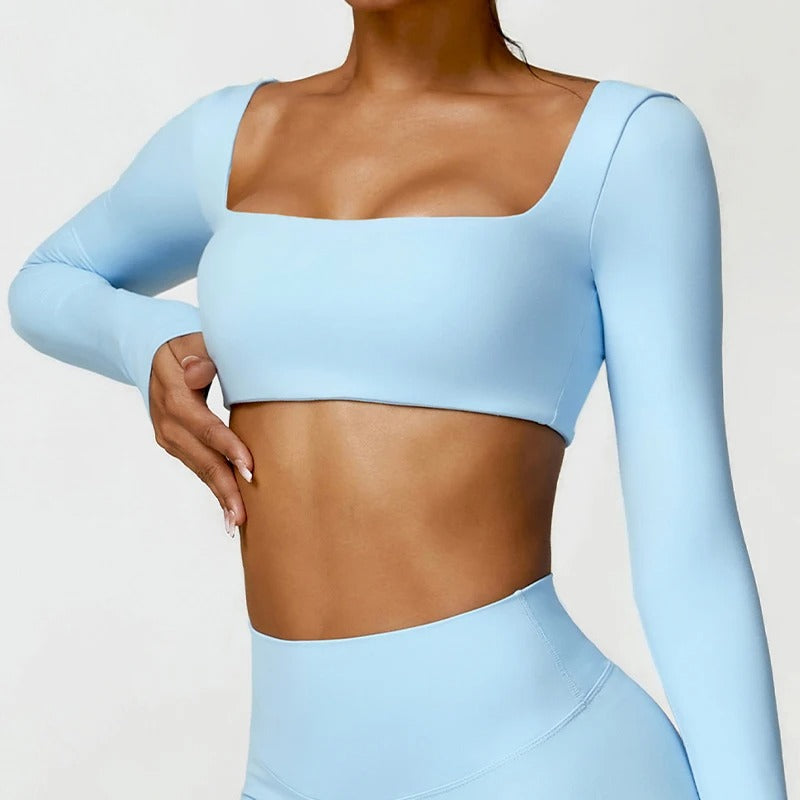 Women’s Quick-Dry Square Neck Pilates Crop Top