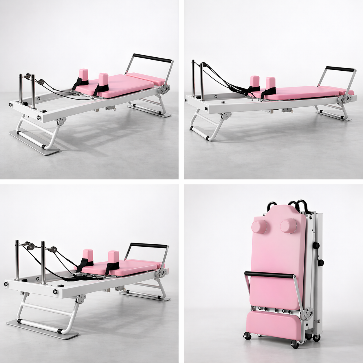 Pink Signature Foldable Pilates Reformer — 300 LBS
