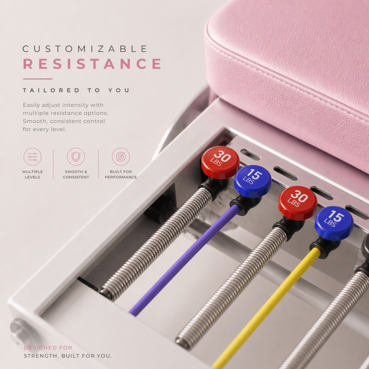 Pink Signature Foldable Pilates Reformer — 300 LBS