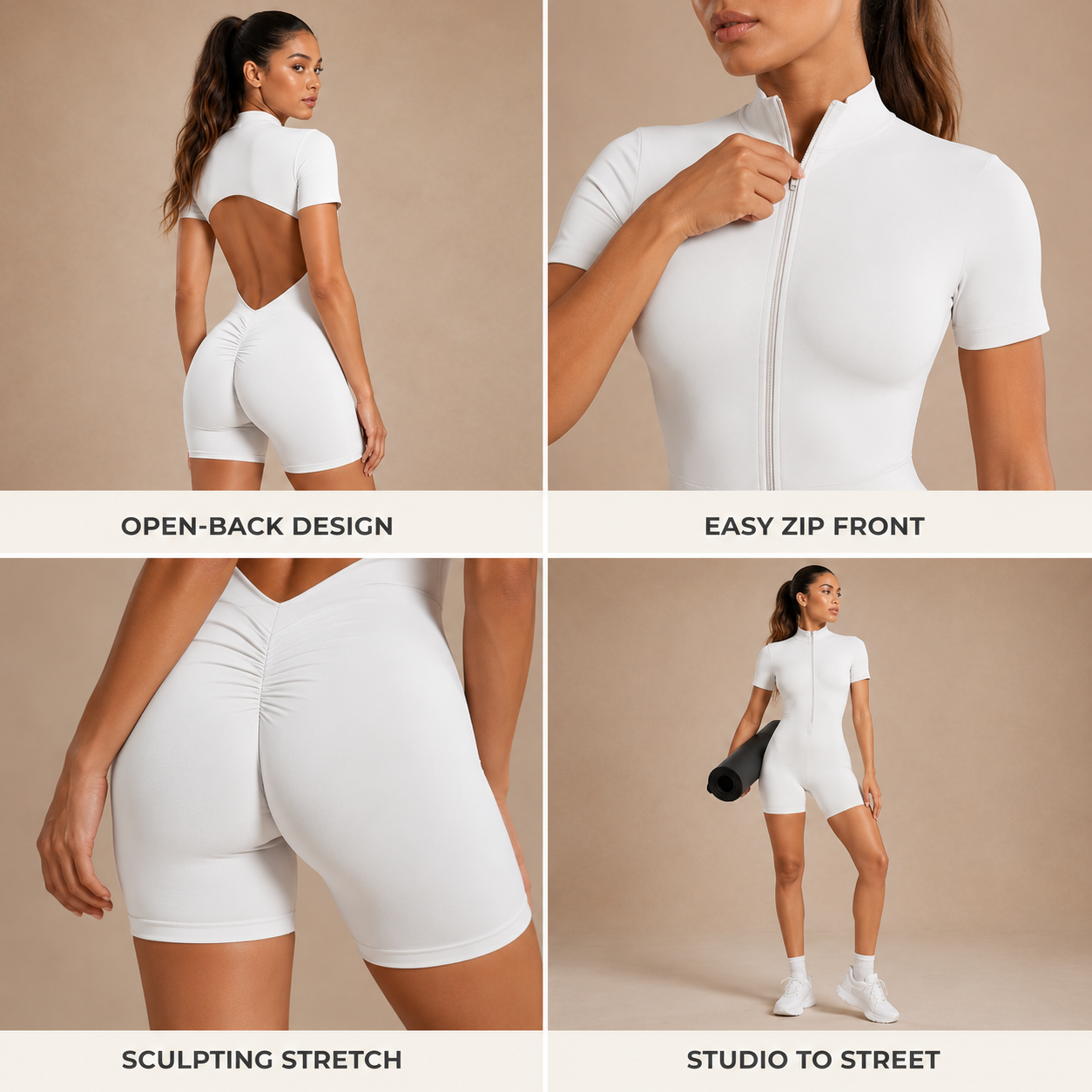 Women’s Seamless Zipper Pilates Jumpsuit