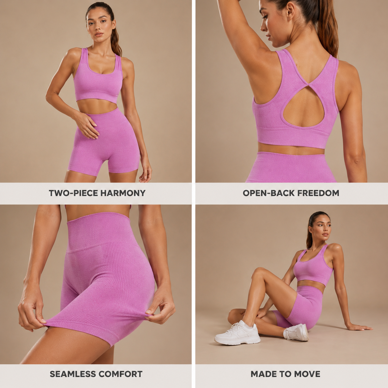 2-Piece Women’s Seamless Pilates Short Set