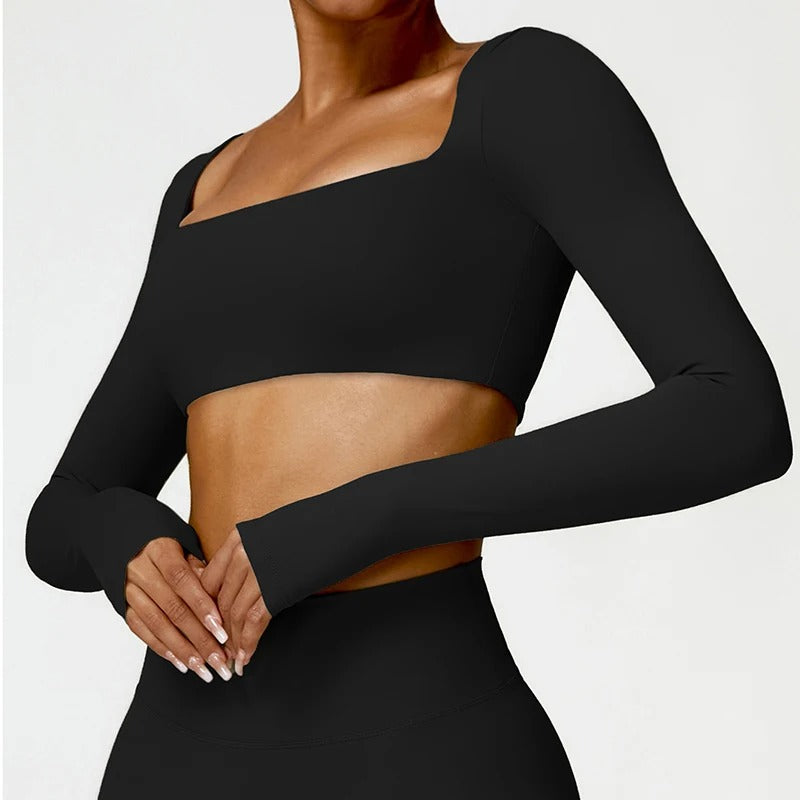 Women’s Quick-Dry Square Neck Pilates Crop Top