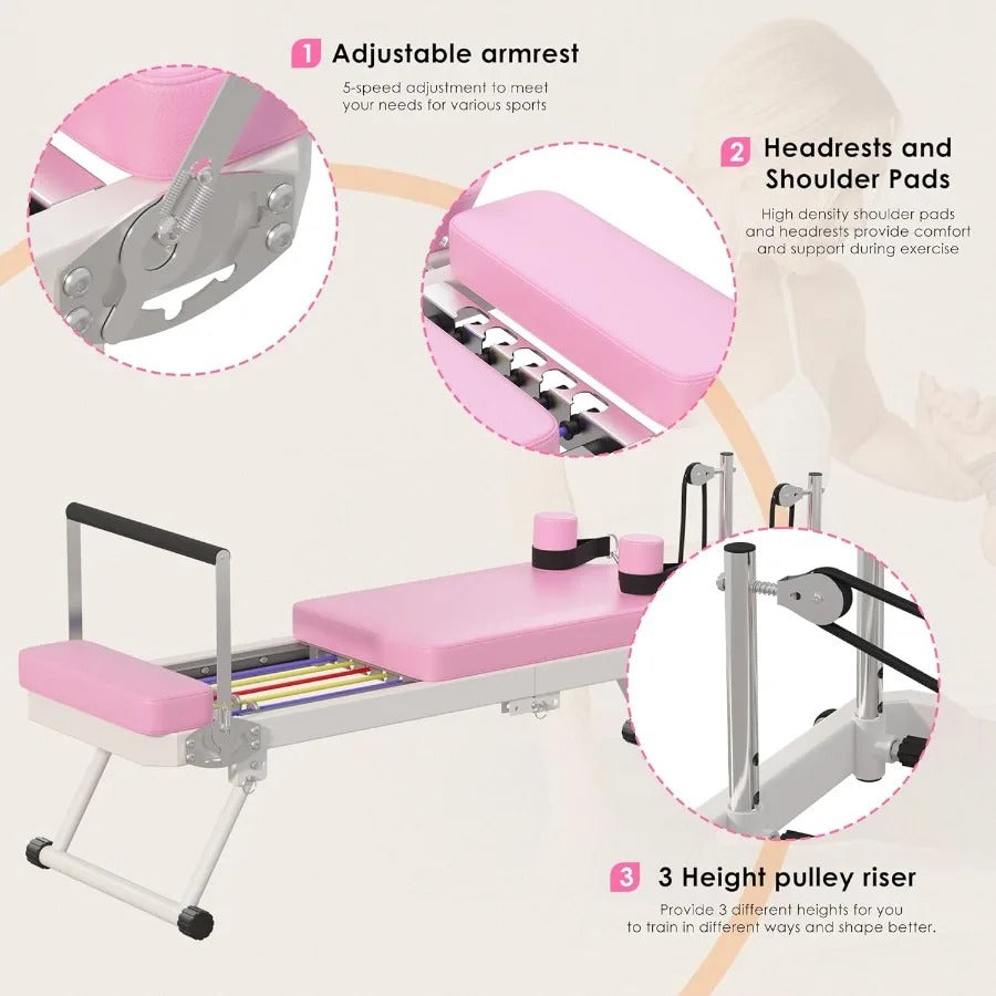 Pink Signature Foldable Pilates Reformer