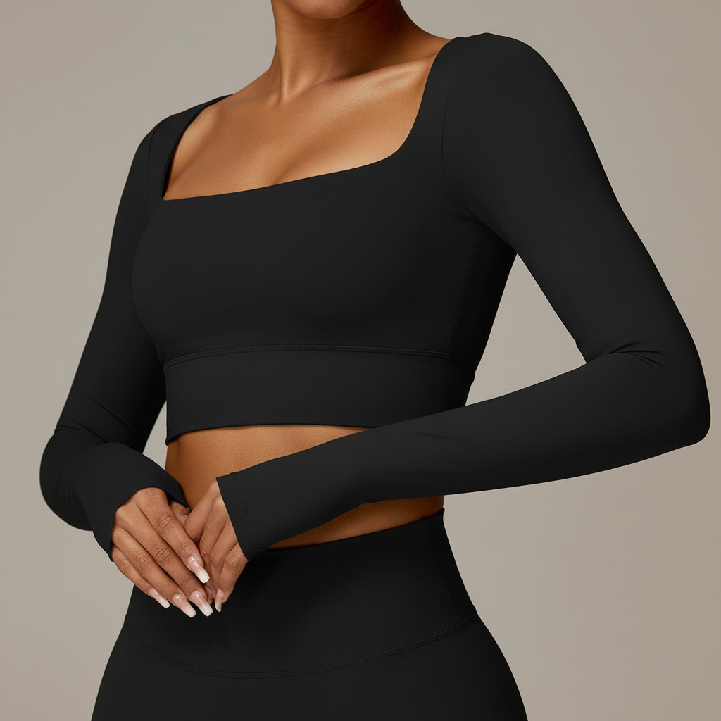 Women’s Quick-Dry Square Neck Pilates Crop Top