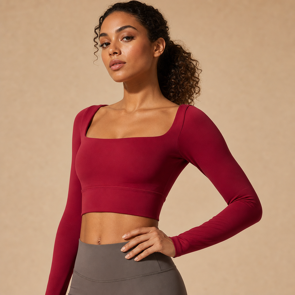 Women’s Quick-Dry Square Neck Pilates Crop Top