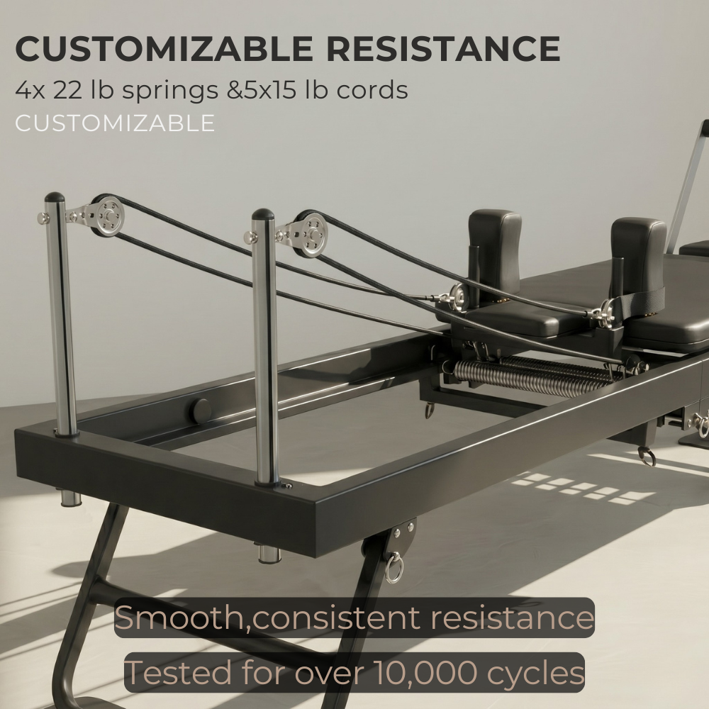 78" Foldable Pilates Reformer – Extra-Thick Padding – 300 LBS