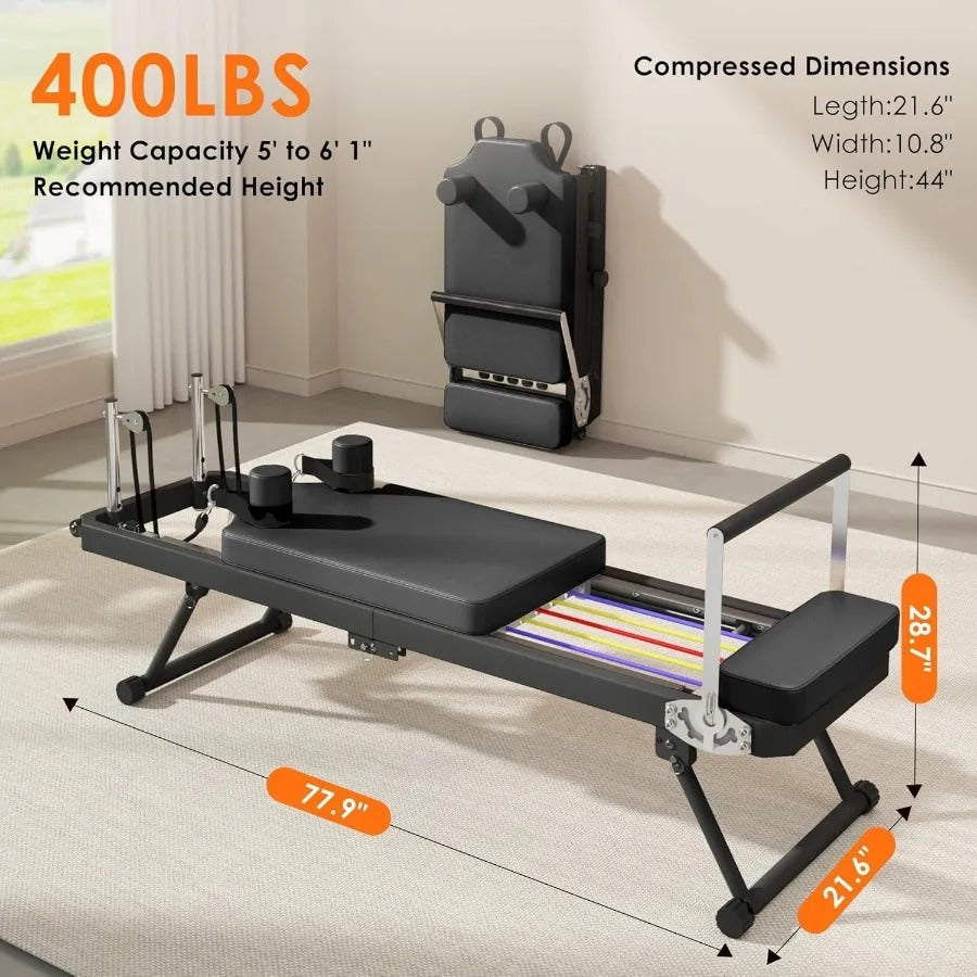 91.5" Foldable Pilates Reformer with Jumpboard