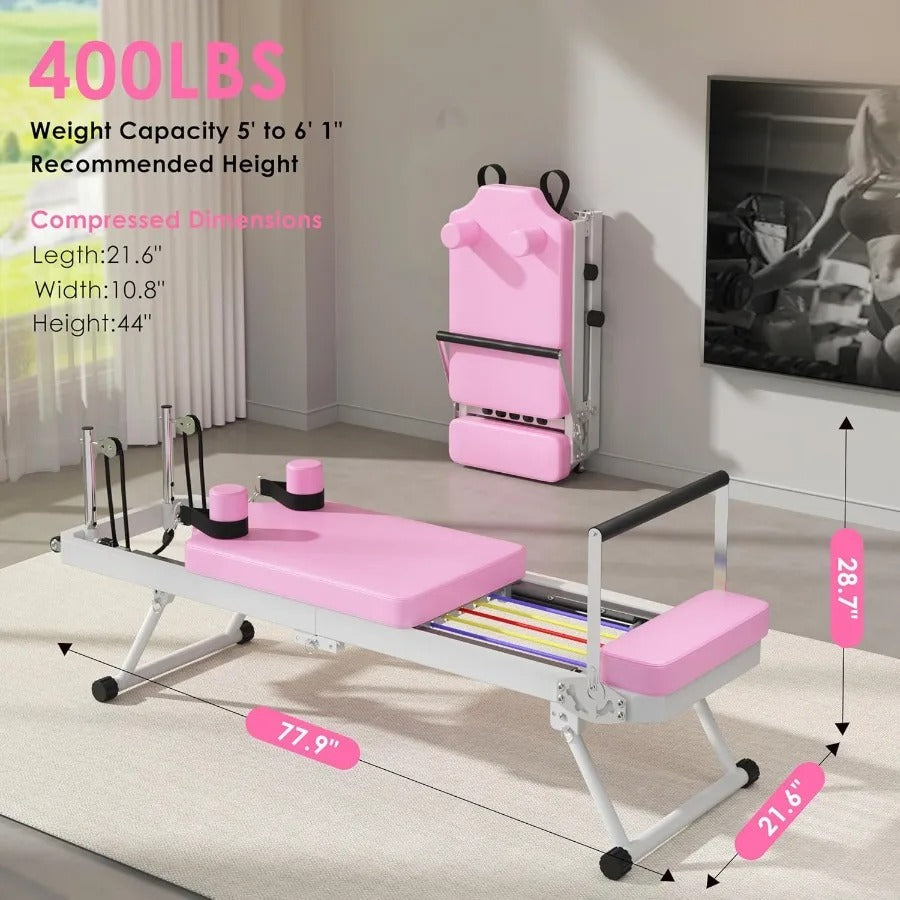 Pink Signature Foldable Pilates Reformer