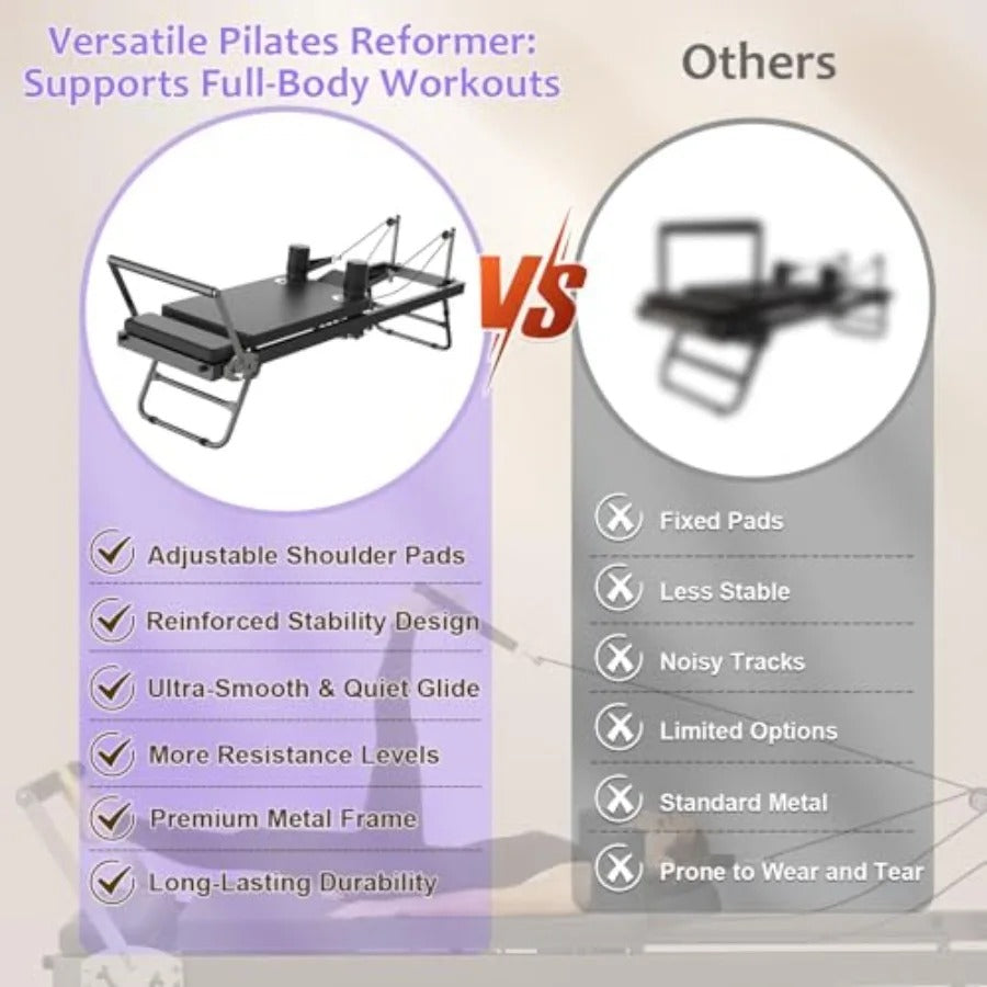 Black Studio Foldable Reformer – Adjustable Resistance