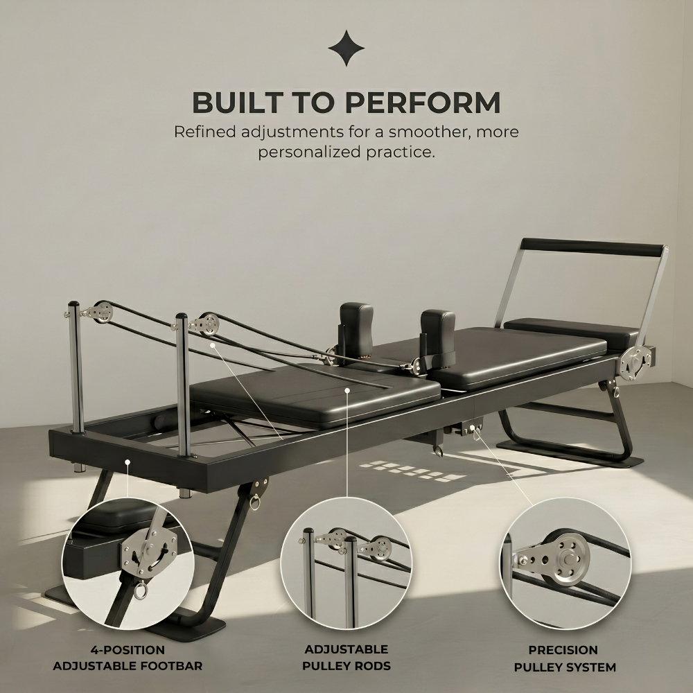 78" Foldable Pilates Reformer – Extra-Thick Padding – 300 LBS