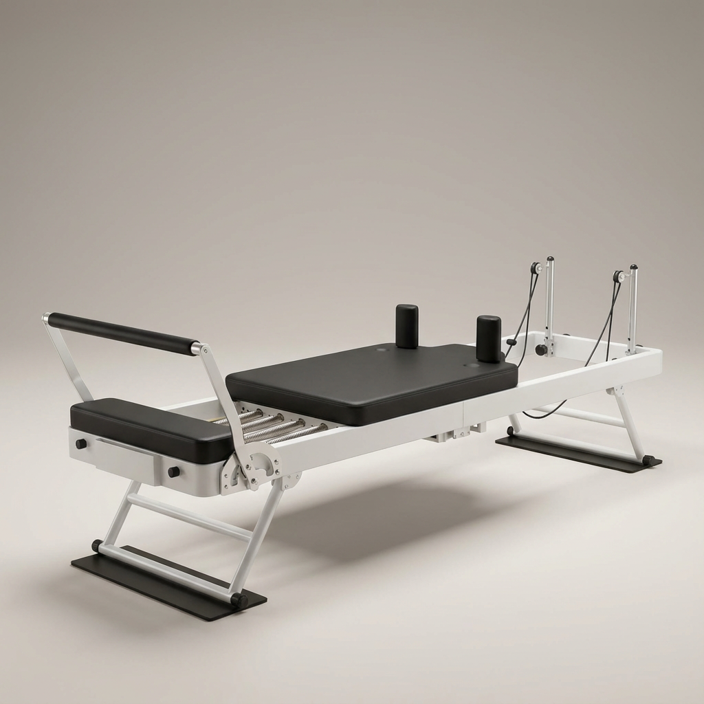 Foldable Pilates Reformer — Black & White Edition