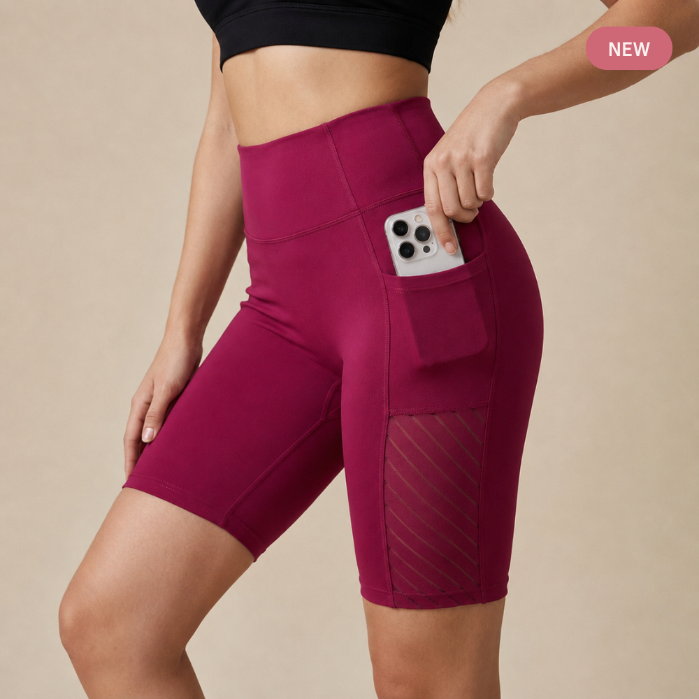 High-Waist-Pilates-Shorts mit formenden Taschen