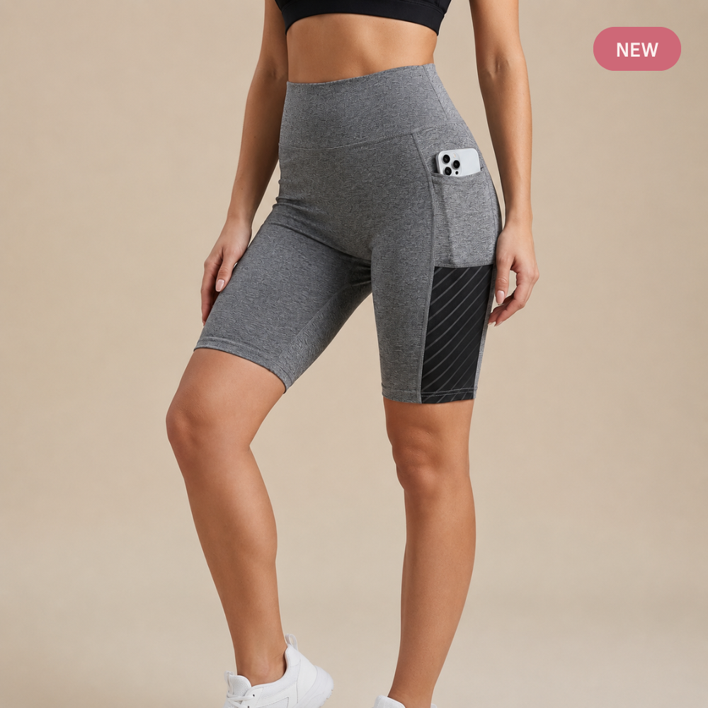 High-Waist-Pilates-Shorts mit formenden Taschen