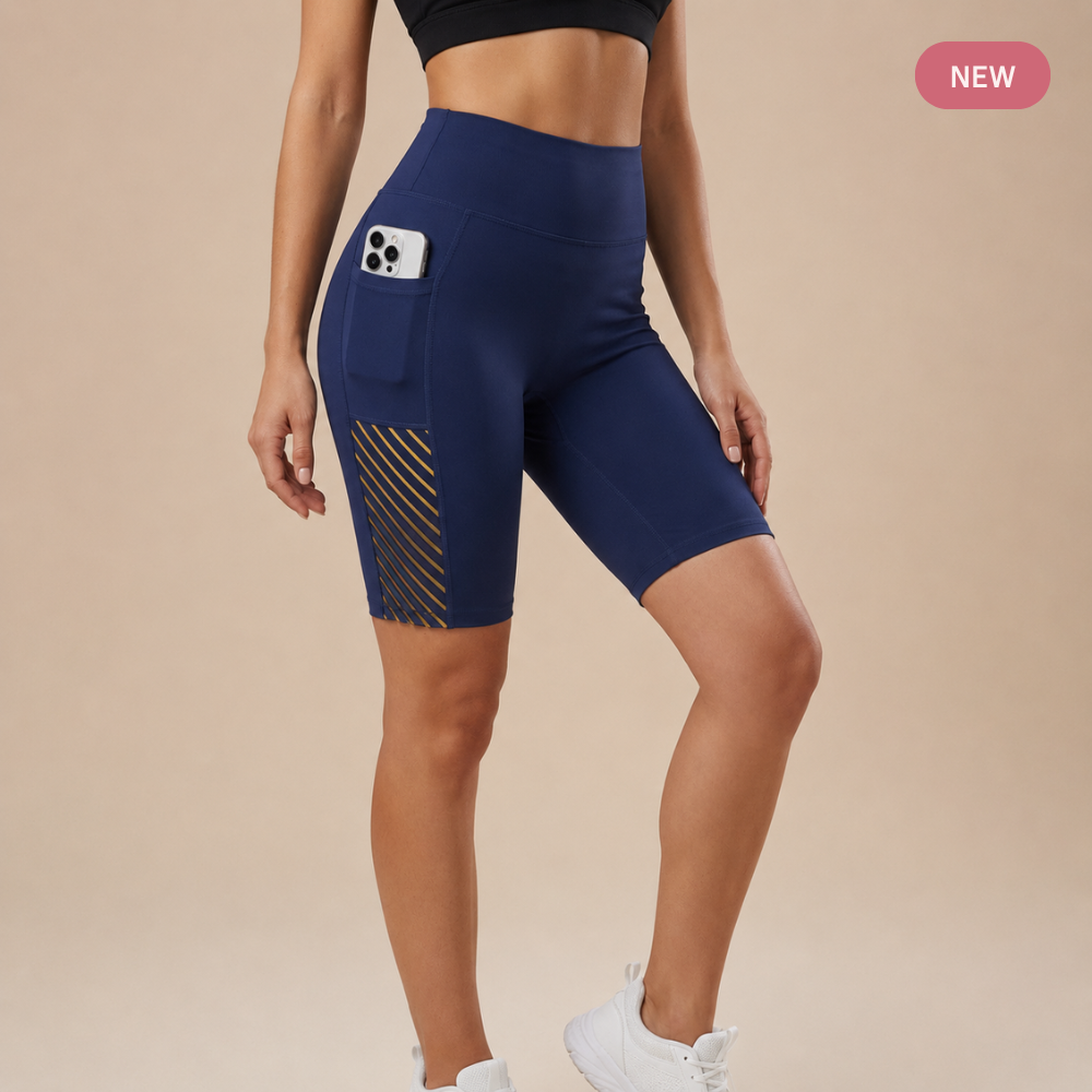 High-Waist-Pilates-Shorts mit formenden Taschen