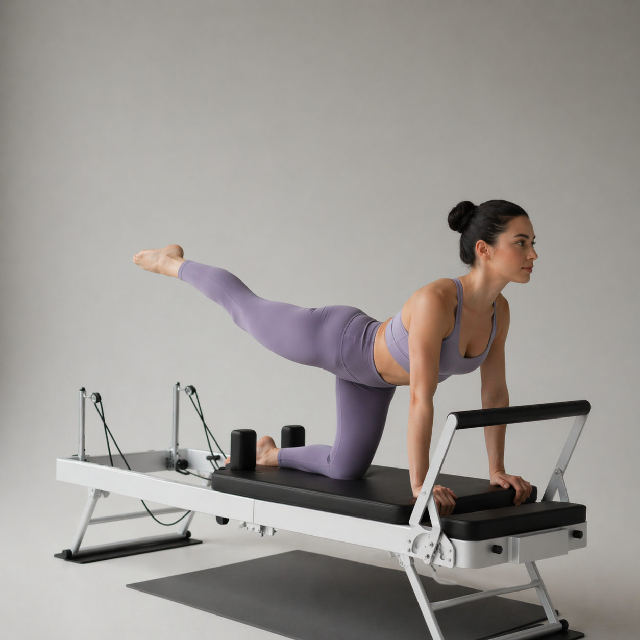 Foldable Pilates Reformer — Black & White Edition