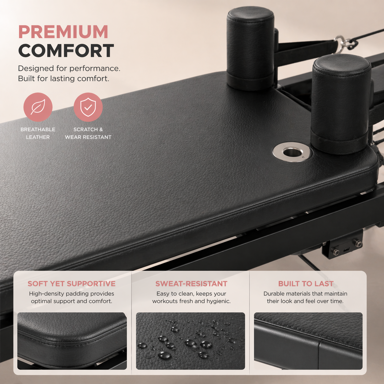 Black Studio Foldable Reformer — Adjustable Resistance — 265 LBS