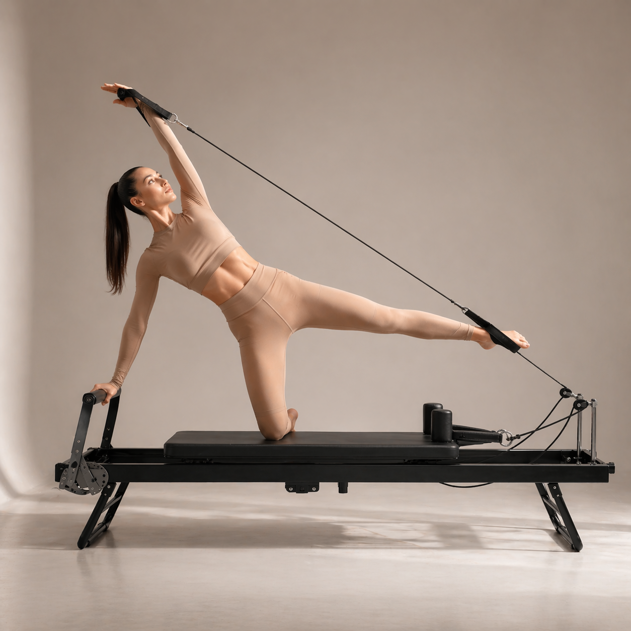 Black Studio Foldable Reformer — Adjustable Resistance — 265 LBS