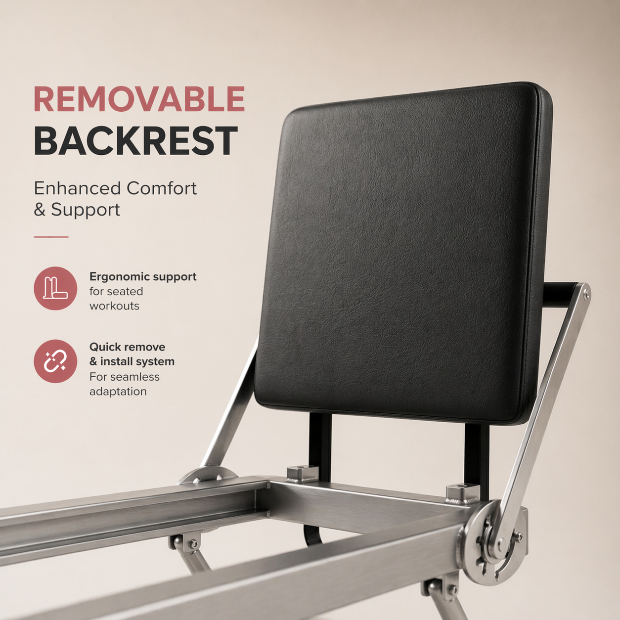 Foldable Pilates Reformer with Removable Backrest — 250 LBS