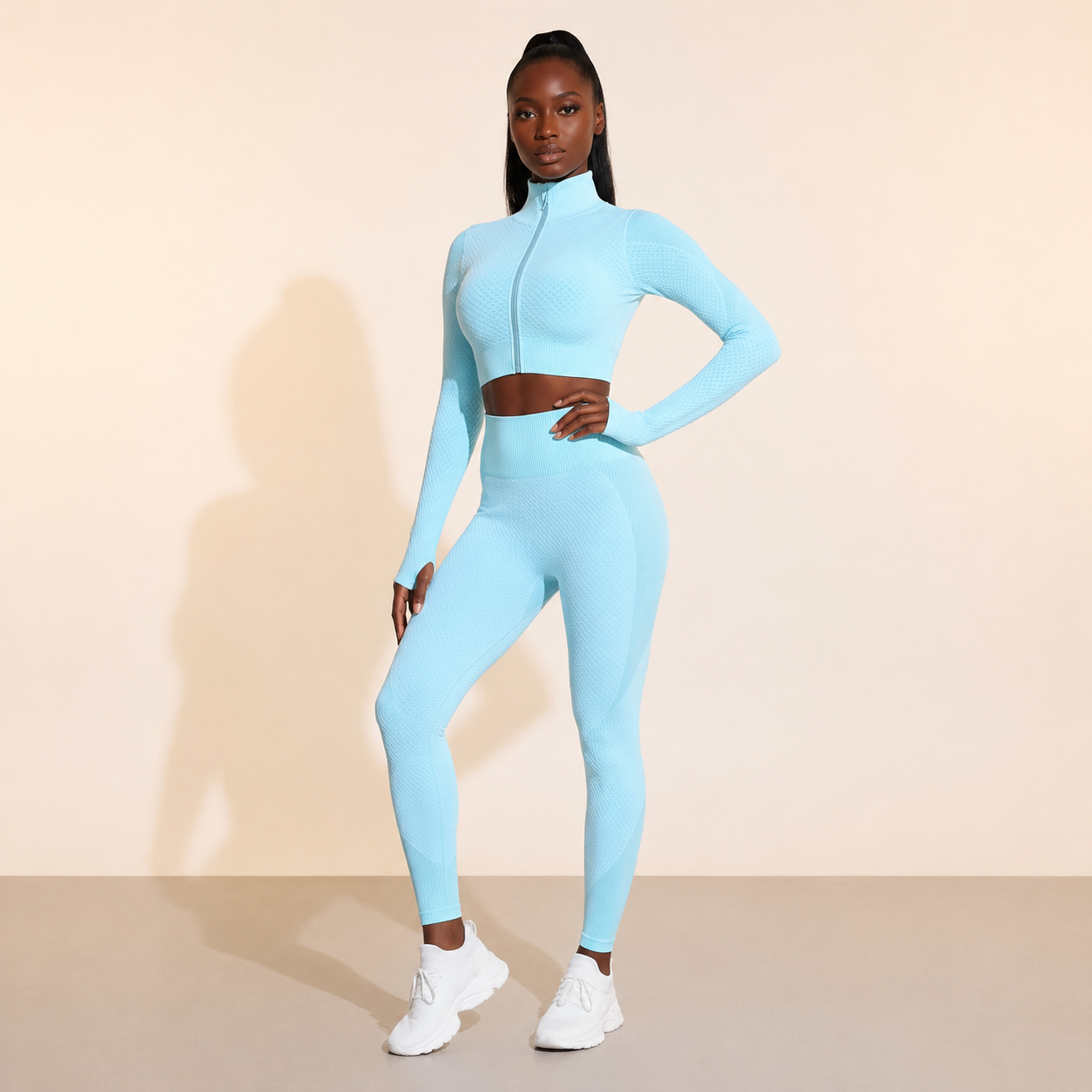 Women’s Seamless Long-Sleeve Pilates Set