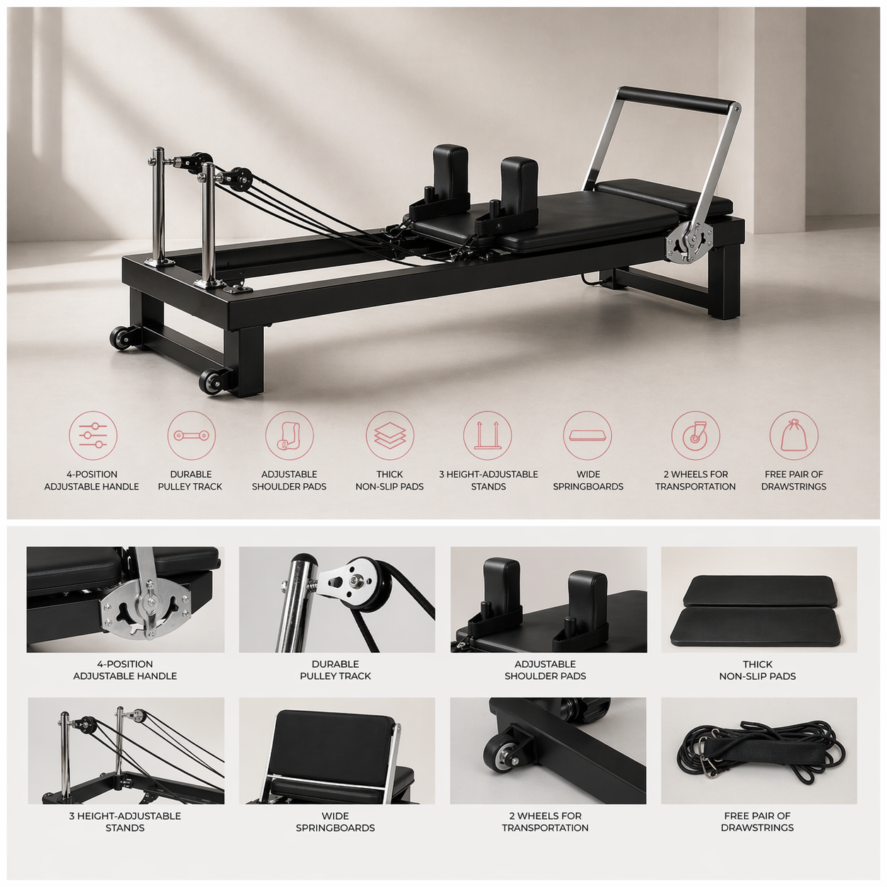 Ultra MAX-80101 Foldable Pilates Reformer — 440 LBS