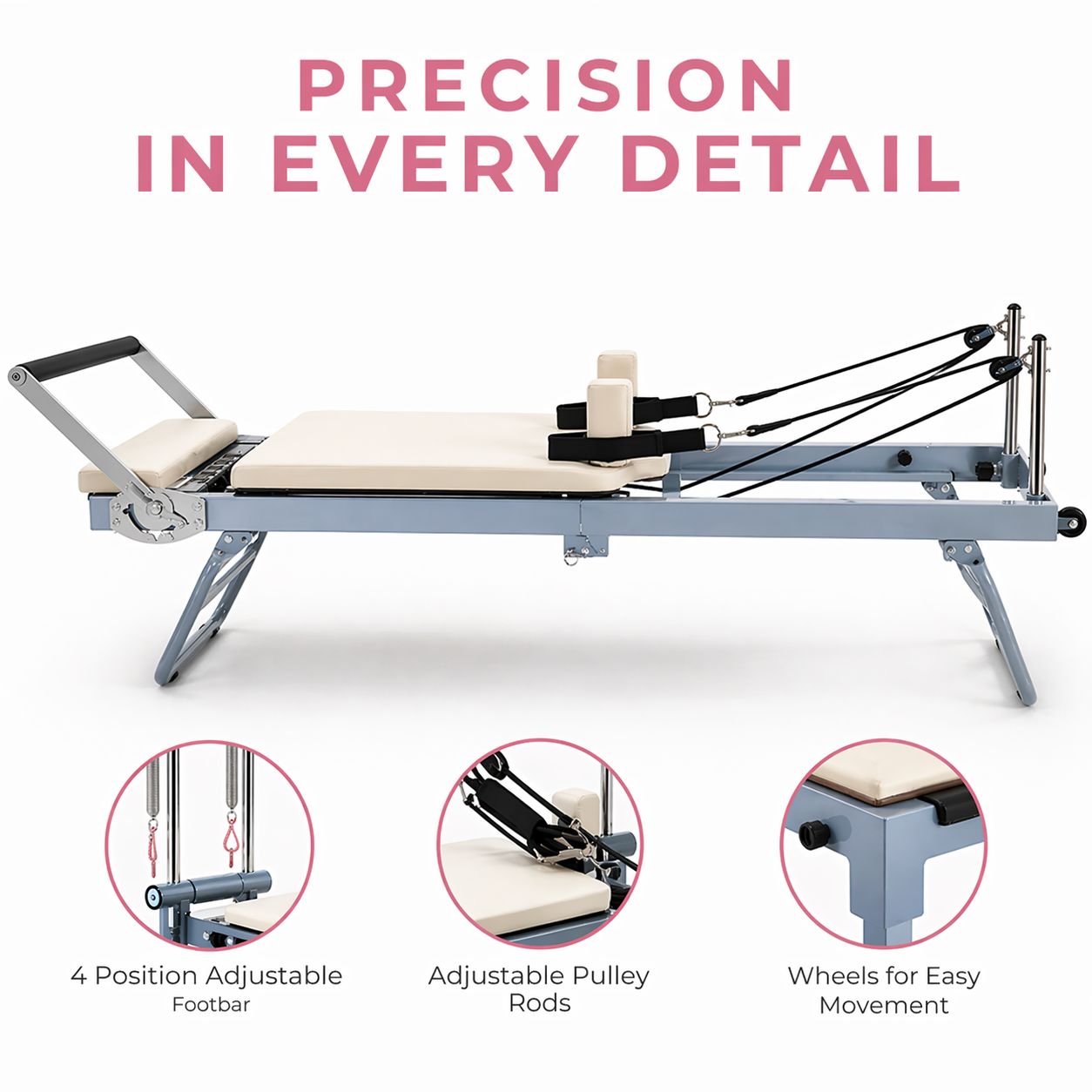 Champagne Precision Foldable Pilates Reformer