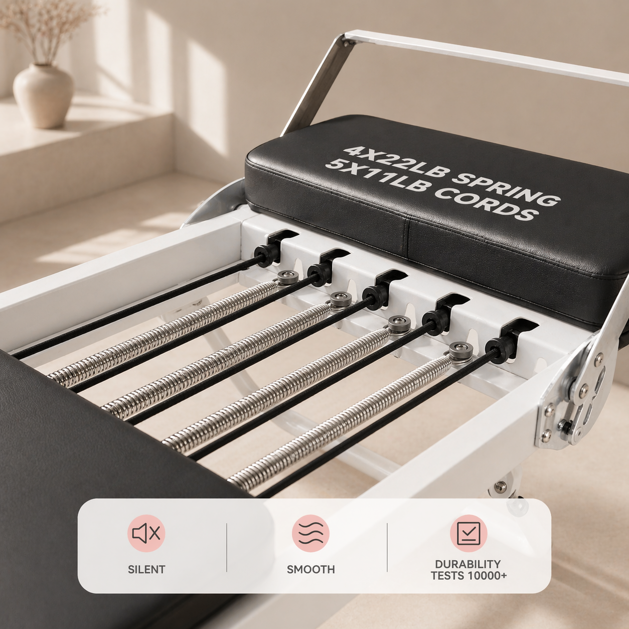 The Monochrome Elite — 91” Foldable Pilates Reformer with Jumpboard