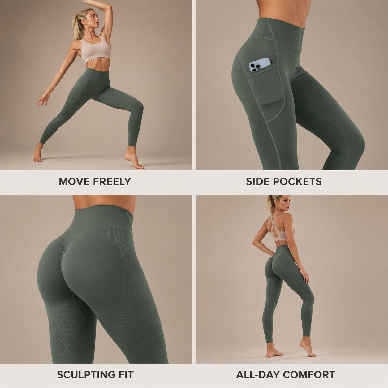 Women’s High-Waist Pilates Leggings with Pockets