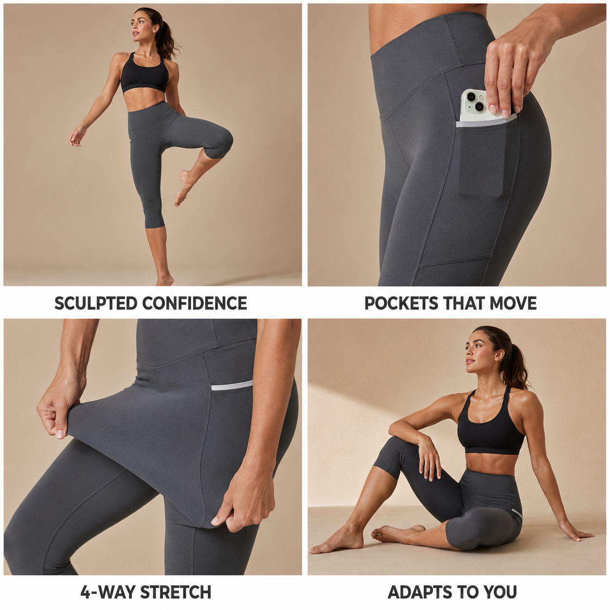 Women’s High-Waist Capri Pocket Pilates Leggings