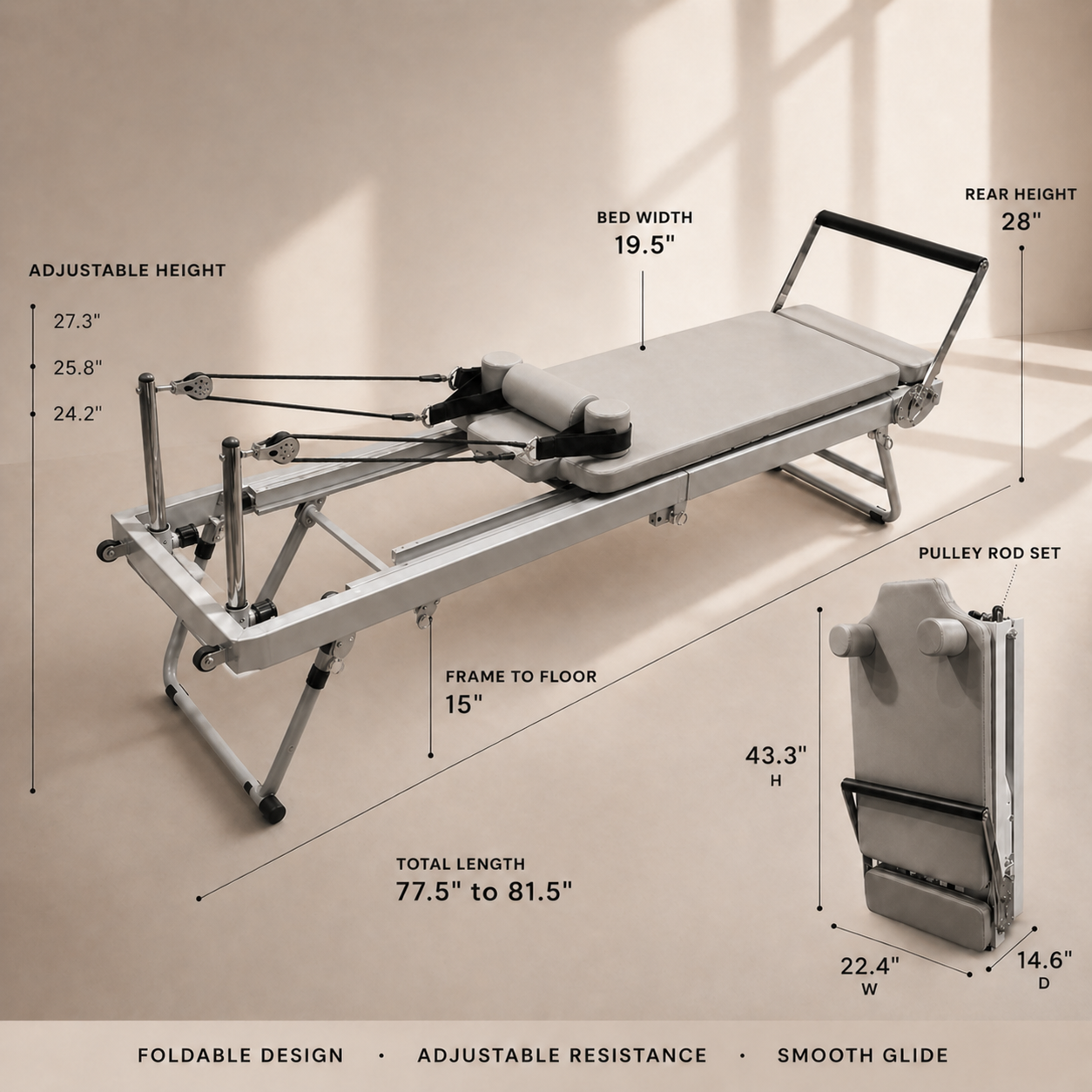 Ivory Signature Foldable Reformer — 265 LBS