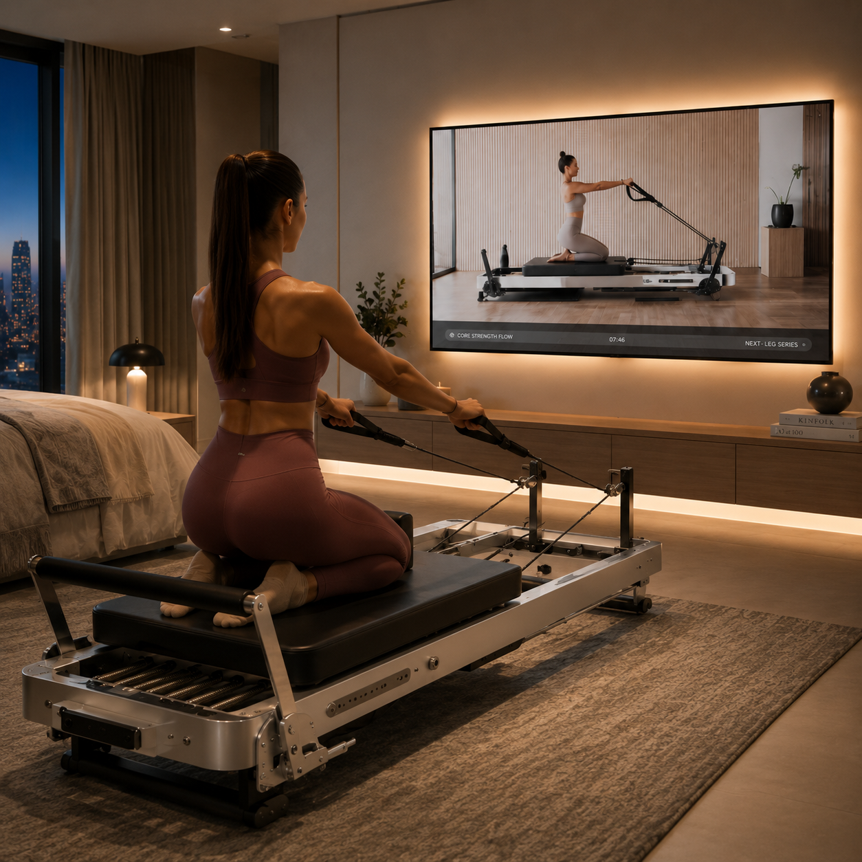 Foldable Pilates Reformer — Black & White Edition