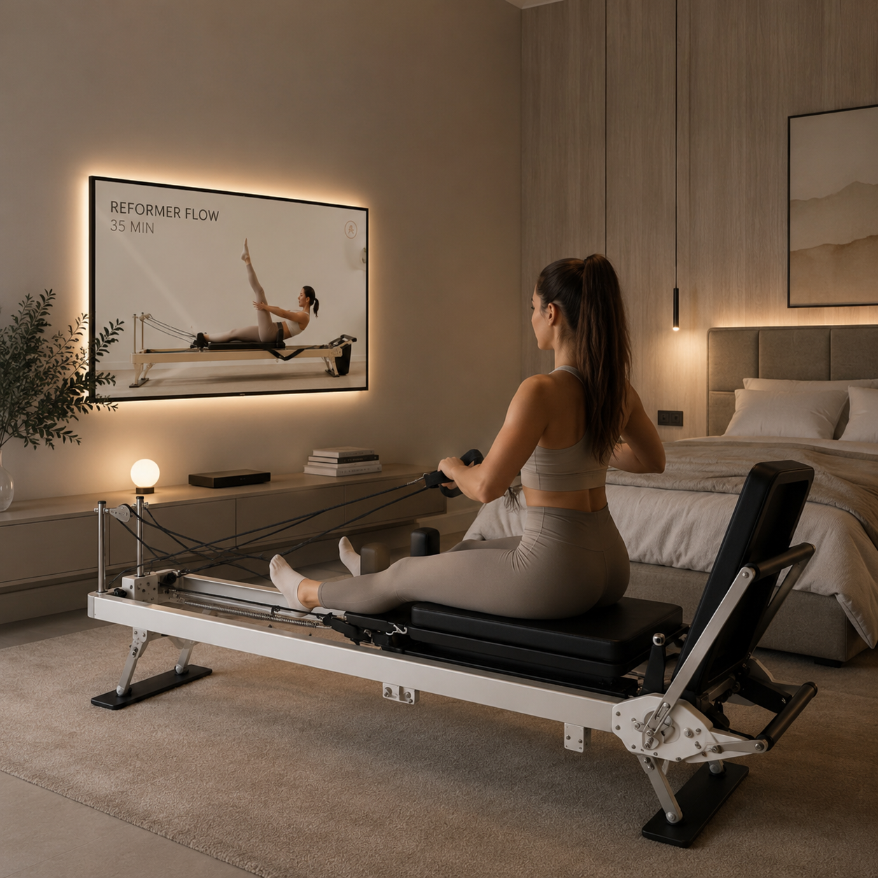 Den monokrome elite – 91” sammenfoldelig pilatesreformer med jumpboard