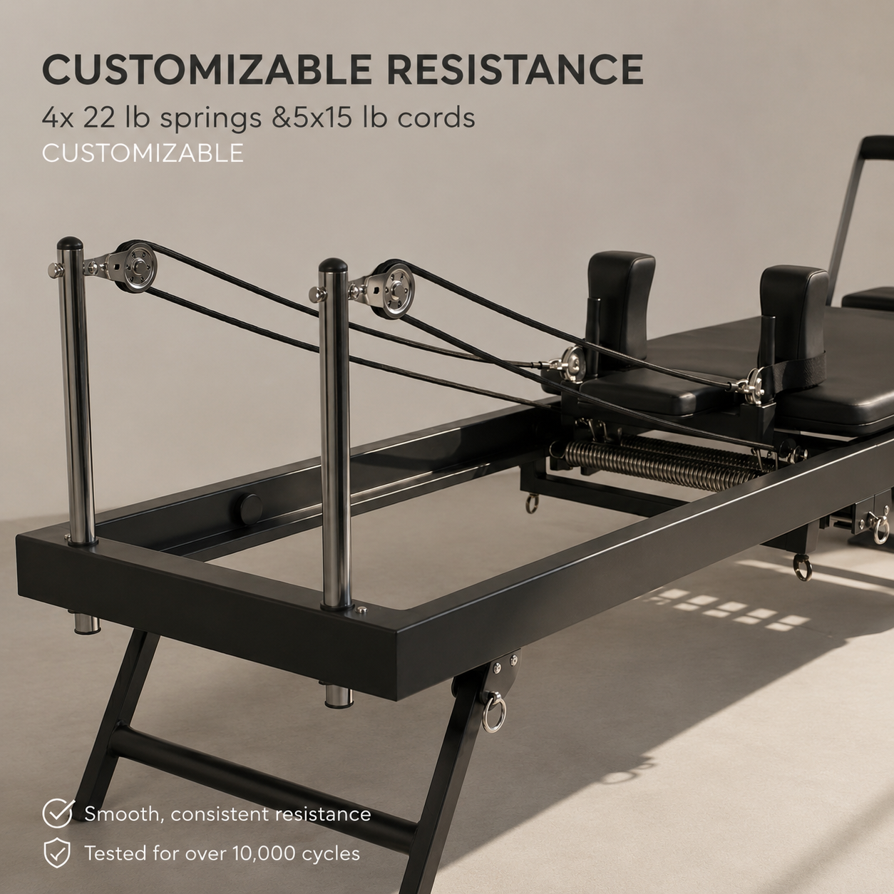 78" taitettava pilatesreformer – erityisen paksu pehmustus – 300 LBS