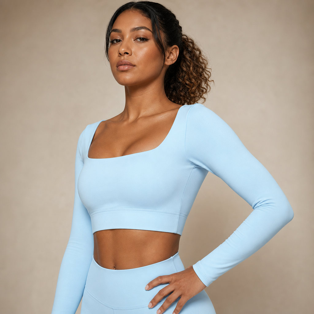 Women’s Quick-Dry Square Neck Pilates Crop Top