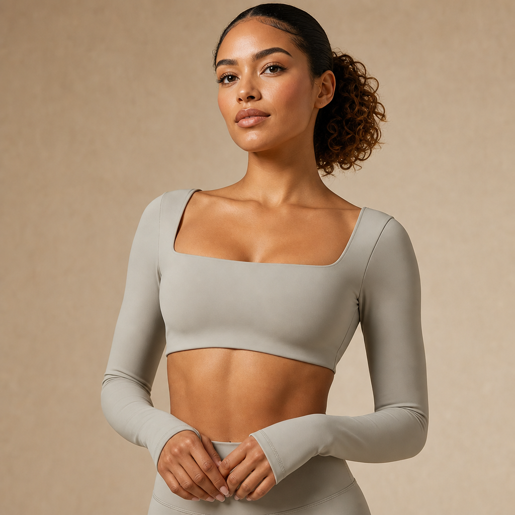 Women’s Quick-Dry Square Neck Pilates Crop Top