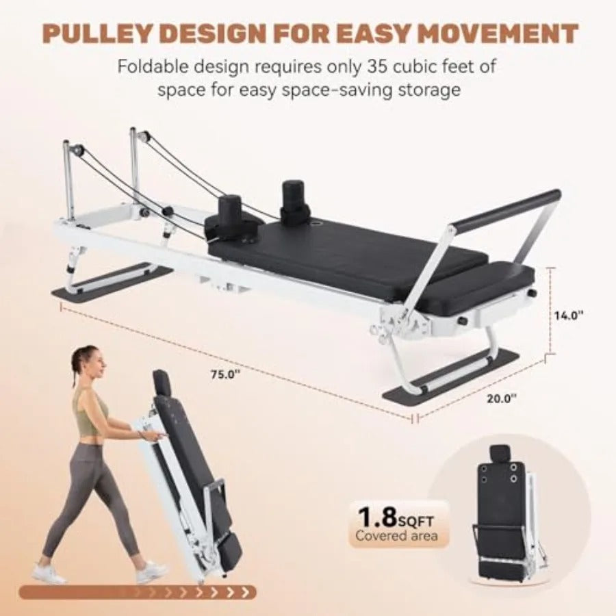 Black Studio Foldable Reformer - 400 lbs capacity