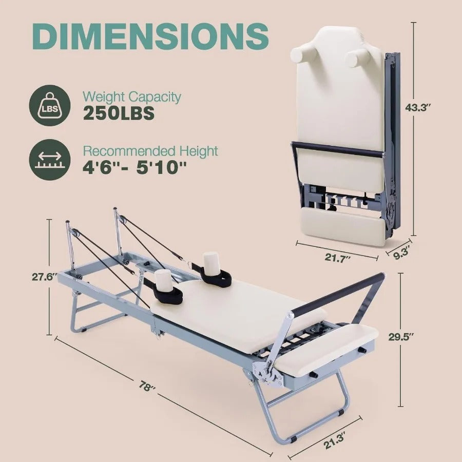 Champagne Precision Foldable Pilates Reformer