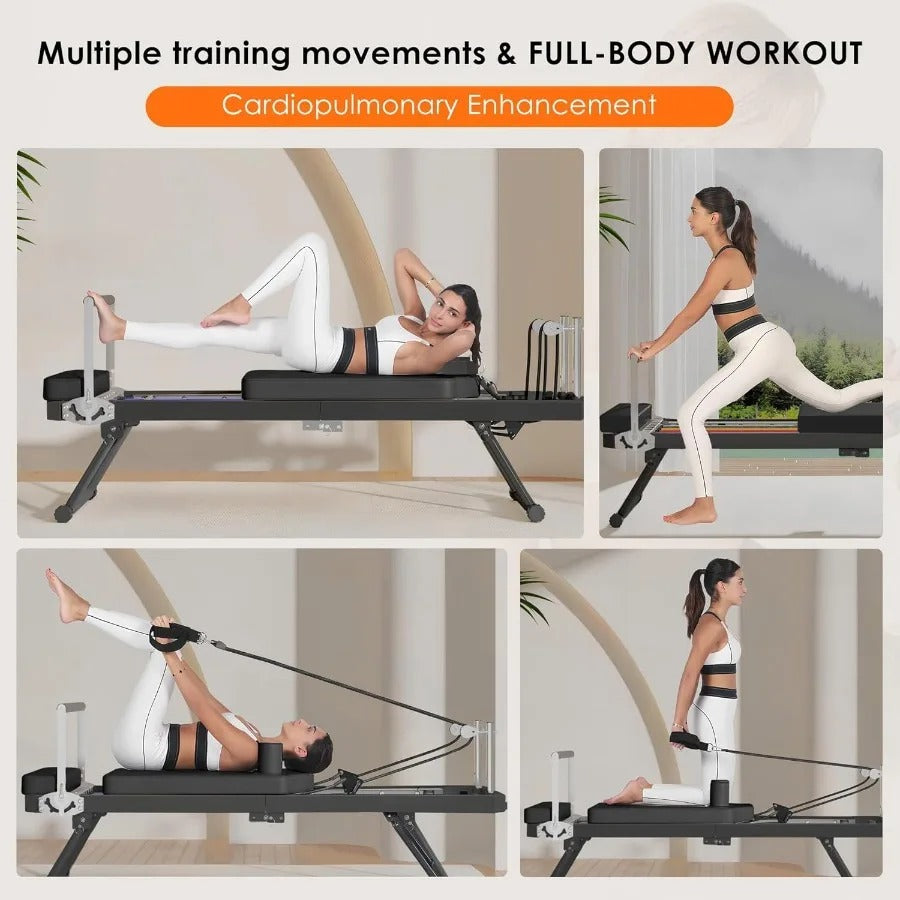 91.5" Foldable Pilates Reformer with Jumpboard