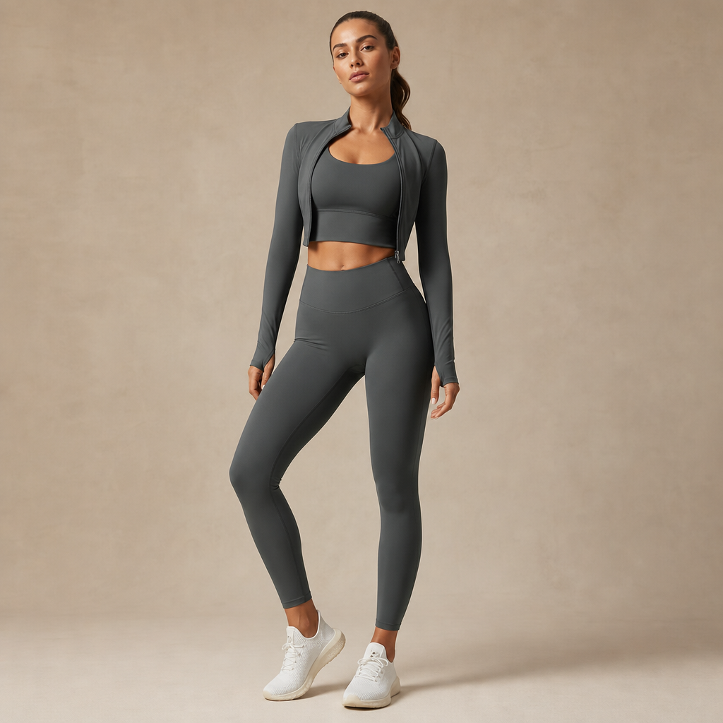 Women’s 3-Piece Zipper Pilates Set
