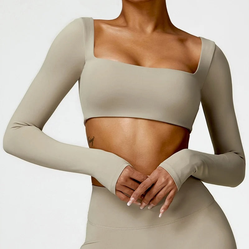 Women’s Quick-Dry Square Neck Pilates Crop Top