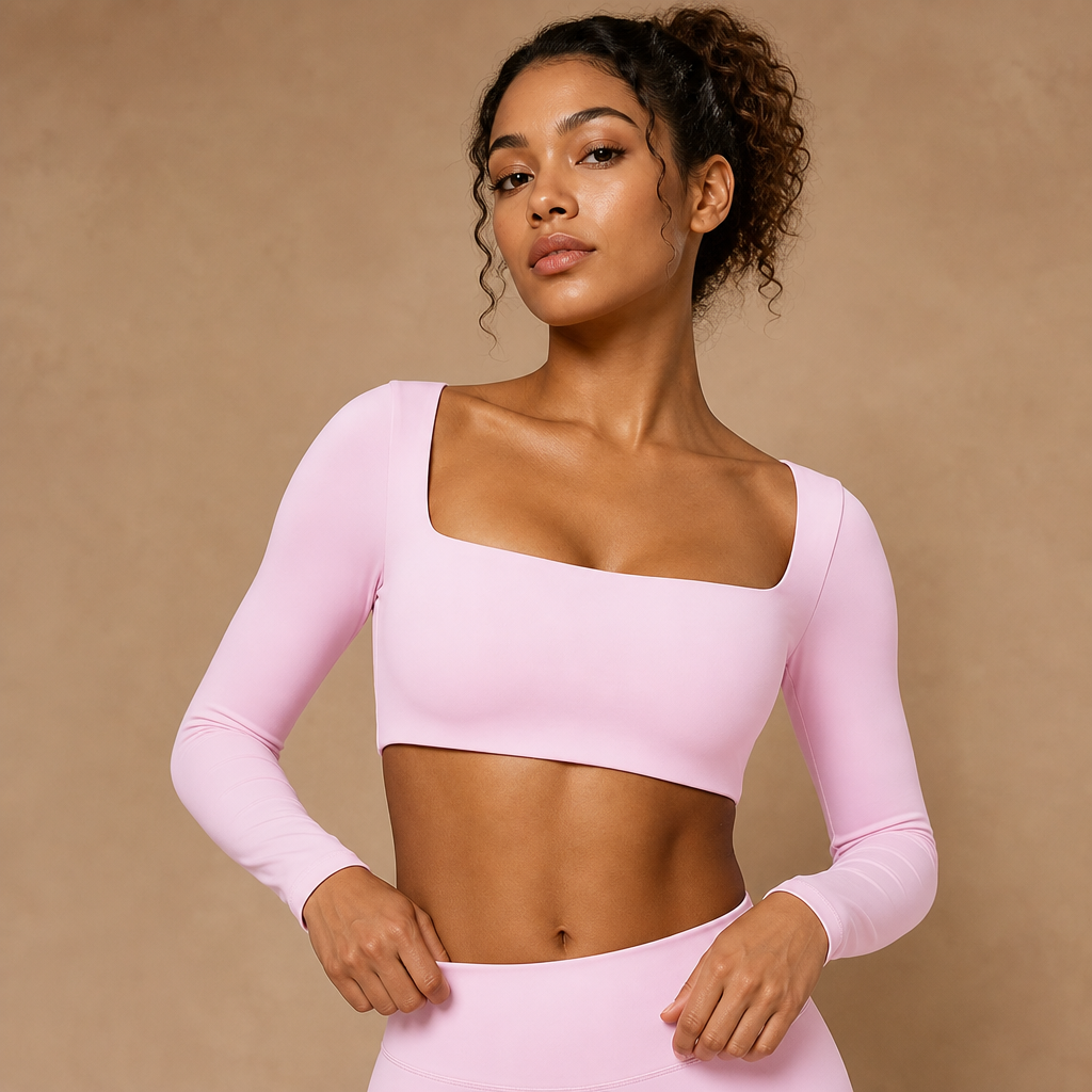 Women’s Quick-Dry Square Neck Pilates Crop Top