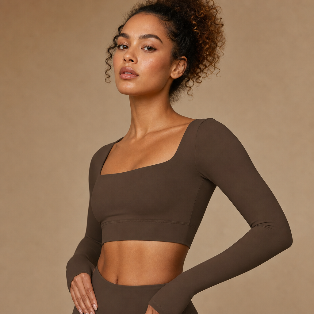 Women’s Quick-Dry Square Neck Pilates Crop Top