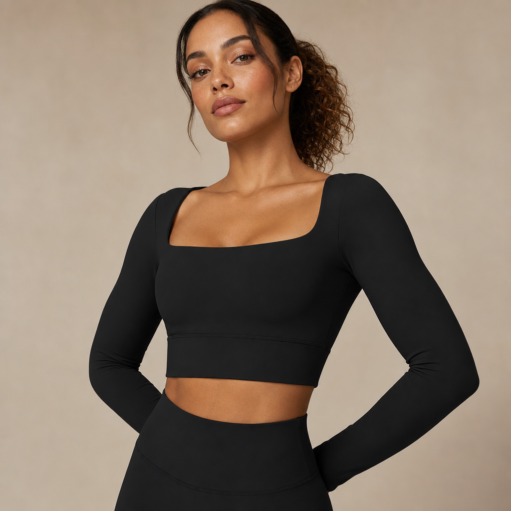 Women’s Quick-Dry Square Neck Pilates Crop Top