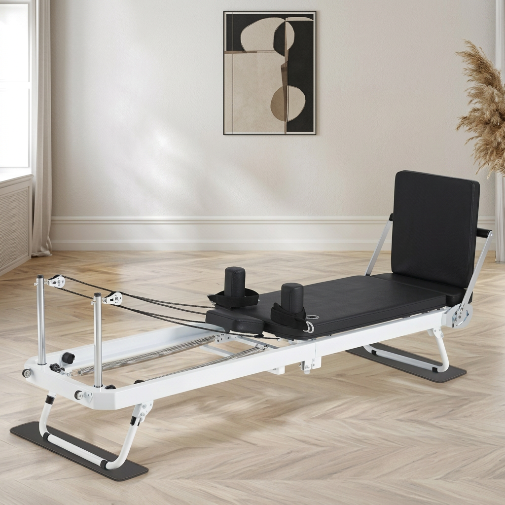 The Monochrome Elite — 91” Foldable Pilates Reformer with Jumpboard